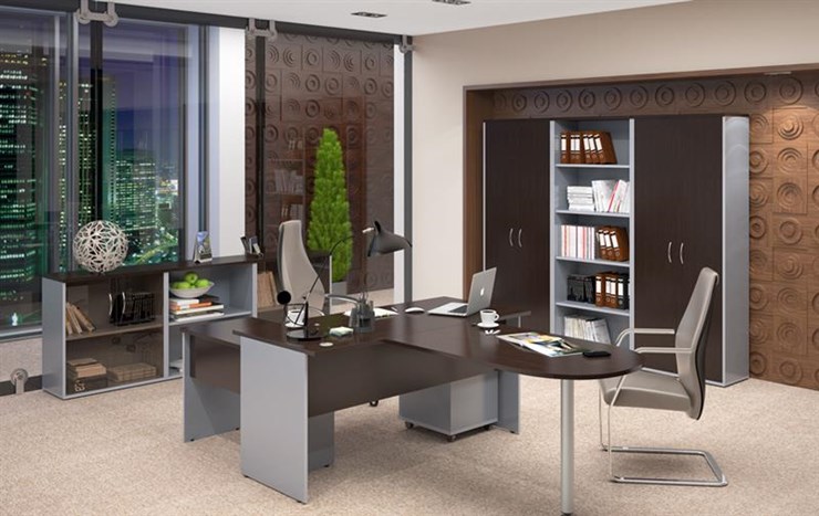 Комплект офисной мебели IMAGO три стола, 2 шкафа, стеллаж, тумба в Брянске - изображение 3